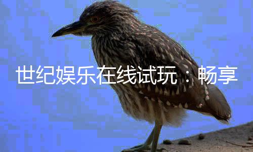 世纪娱乐在线试玩：畅享顶级电子游艺的试玩体验